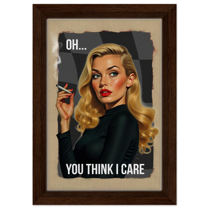 Retro Blonde Bombshell 1960s Funny Quote Art Print Dark Brown Wood Frame 20x30 cm 8x12″ Framed Canvas