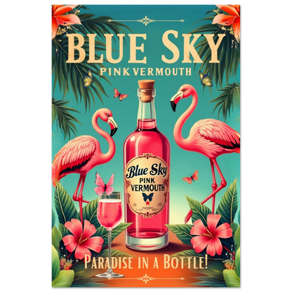 Vintage Pink Flamingo Tiki Bar Art Print 30x45 cm 12x18″ Premium Matte Paper Poster No Frame
