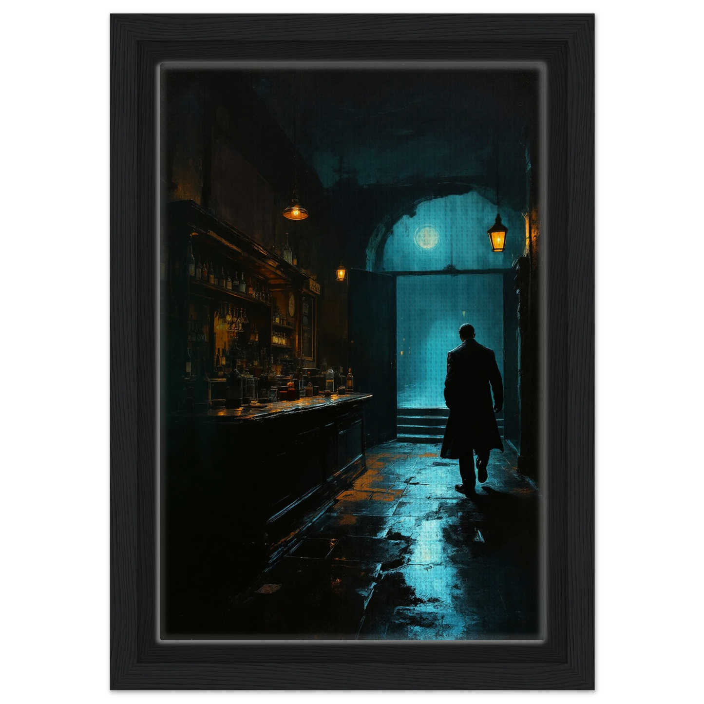 Speakeasy Prohibition Bootleg Bar Art Poster Print 20x30 cm 8x12″ Framed Canvas Black Wood Frame