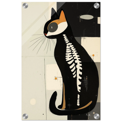 Modern Cat Skeleton Abstract Art Poster Print No Frame 30x45 cm 12x18″ Sleek Acrylic Print