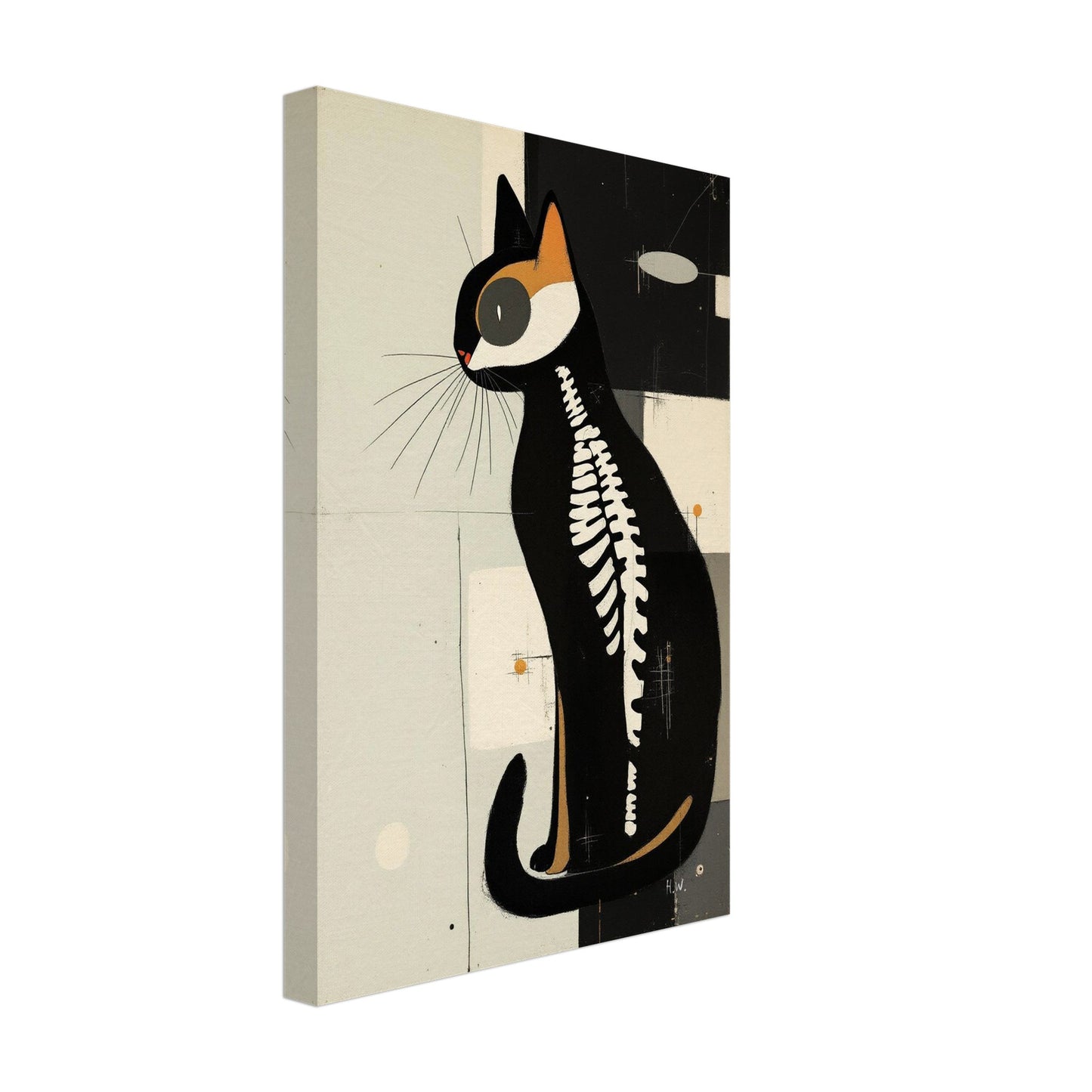 Modern Cat Skeleton Abstract Art Poster Print Black Wood Frame 30x45 cm 12x18″ Premium Matte Paper Wooden Framed Poster