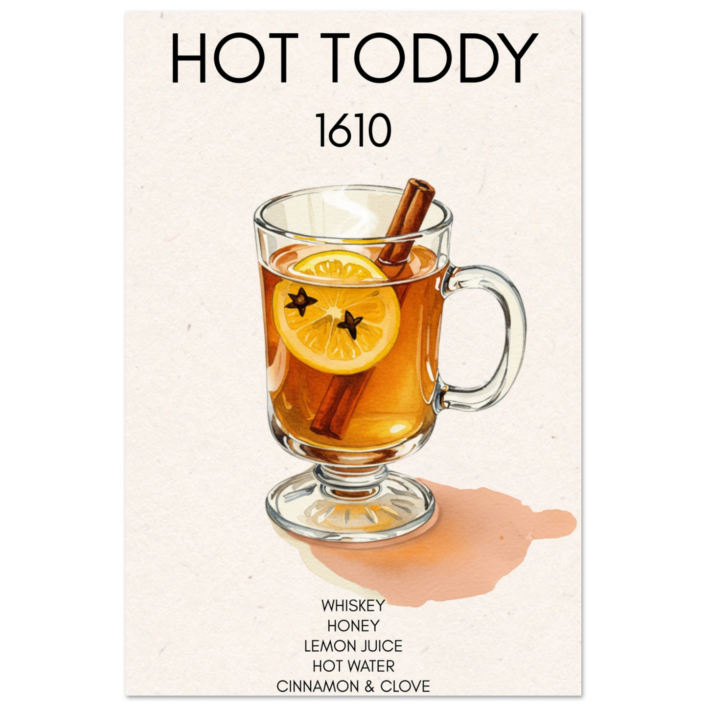 Hot Toddy Cocktail Bar Art Print No Frame 30x45 cm 12x18″ Classic Matte Paper Poster