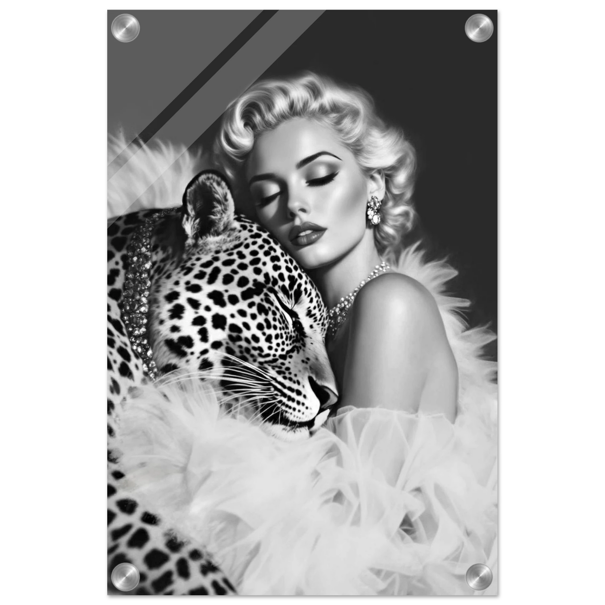 Marilyn Monroe Glam Leopard Art Print No Frame 30x45 cm 12x18″ Sleek Acrylic Print