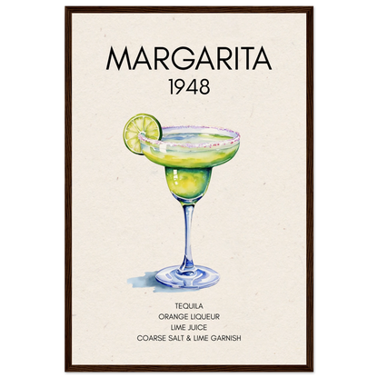 Margarita Cocktail Bar Art Print Dark Brown Wood Frame 40x60 cm 16x24″ Museum-Quality Matte Paper Wooden Framed Poster