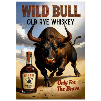 Wild Bull Old West Rye Whiskey Poster Print 70x100 cm 28x40″ Premium Matte Poster No Frame