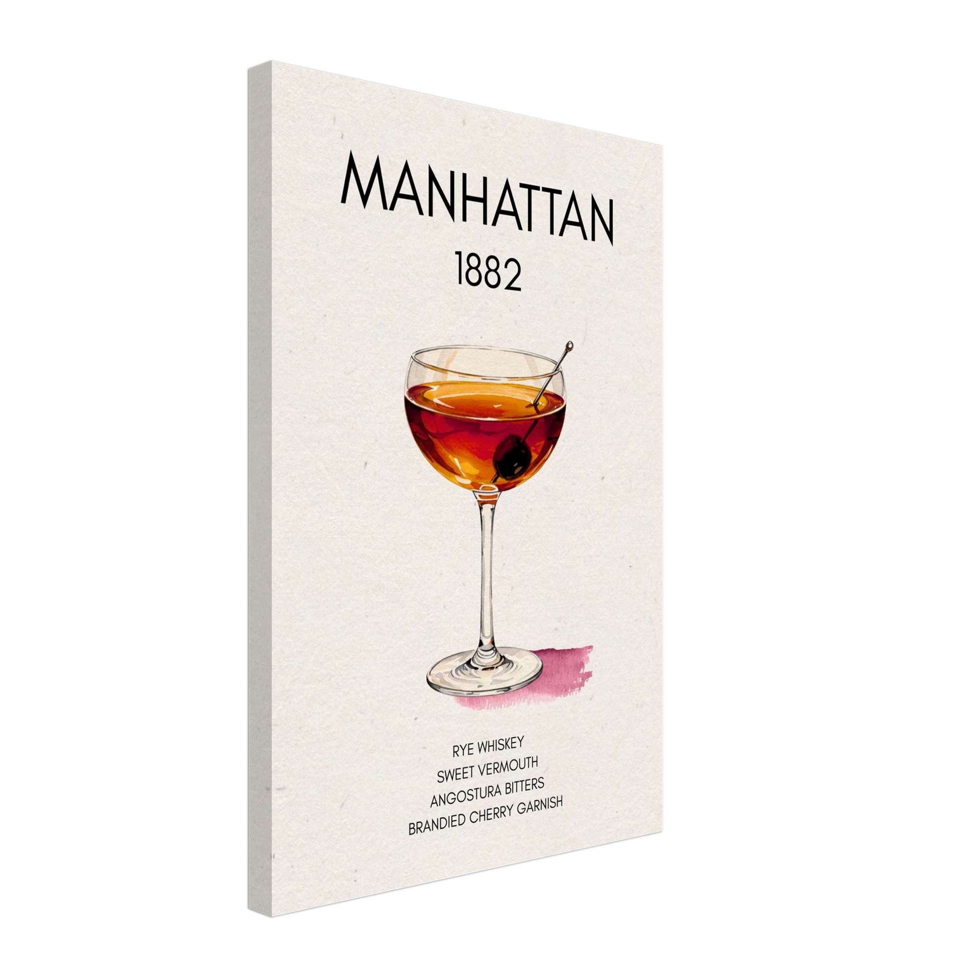 Classic Manhattan Cocktail Bar Art Print No Frame 40x60 cm 16x24″ Gallery Wrapped Canvas