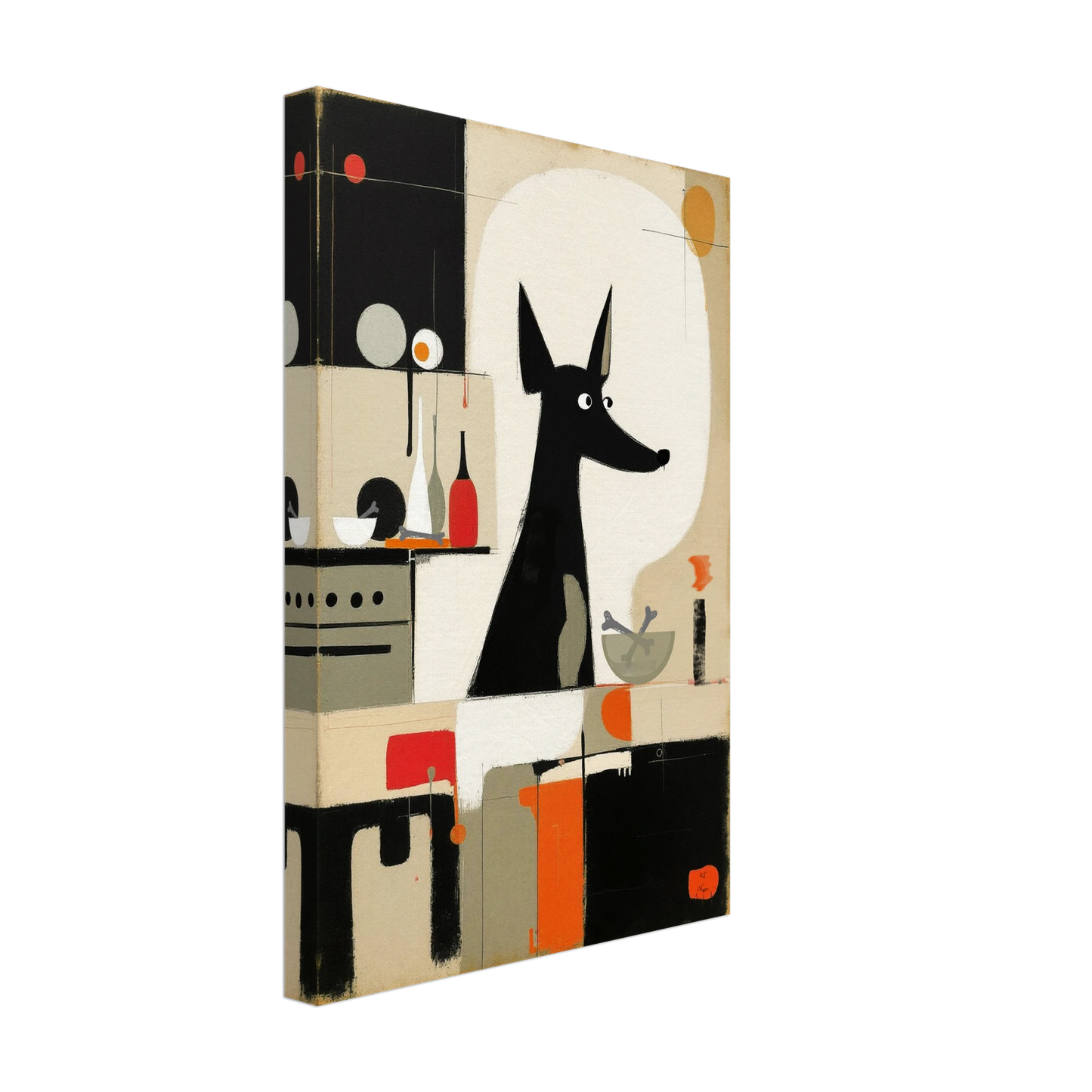 Modern Quirky Abstract Dog Art Print No Frame 30x45 cm 12x18″ Gallery Wrapped Canvas