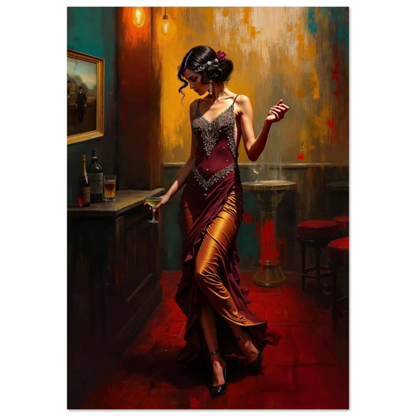 Speakeasy Flapper Art Prohibition Poster Print No Frame 70x100 cm 28x40″ Classic Matte Paper Poster