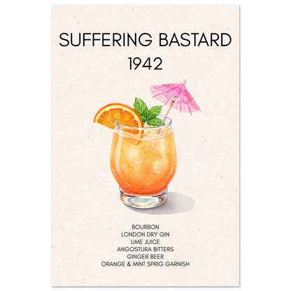 Suffering Bastard Tiki Cocktail Bar Poster Print No Frame 40x60 cm 16x24″ Classic Matte Paper Poster