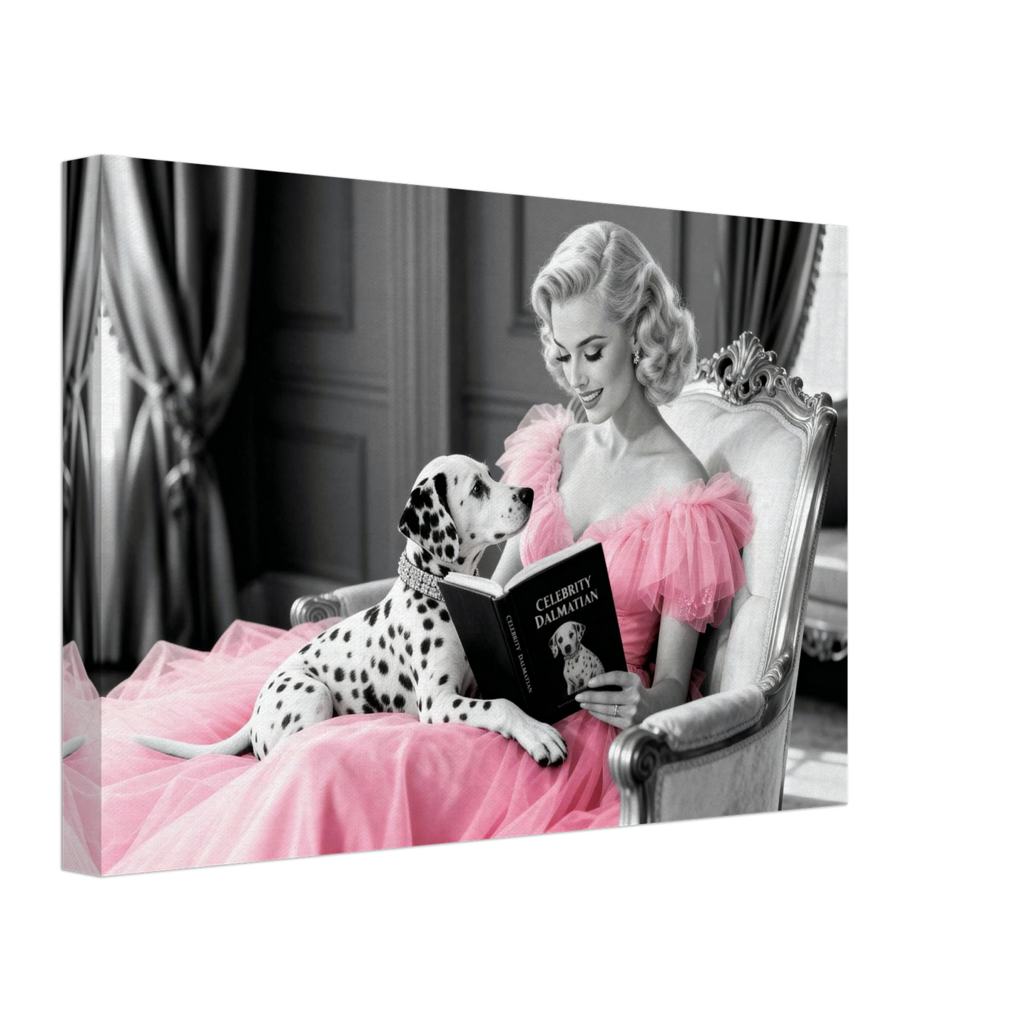 Hollywood Starlet Dalmatian Puppy Art Print 30x45 cm 12x18″ Gallery Wrapped Canvas - 1.5" Mirrored Sides
