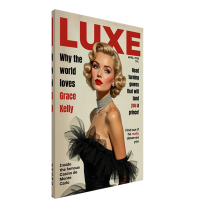 Grace Kelly Hollywood Glam Magazine Art Print No Frame 60x90 cm 24x36″ Gallery Wrapped Canvas