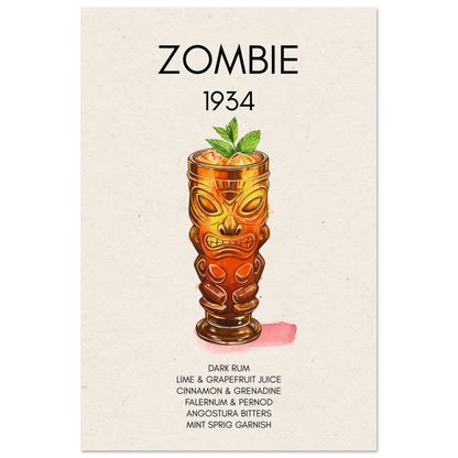 Zombie Tiki Cocktail Bar Art Print No Frame 60x90 cm 24x36″ Museum-Quality Matte Paper Poster