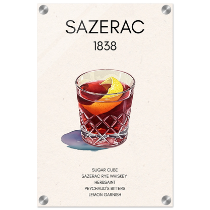 Sazerac Cocktail Bar Art Print No Frame 30x45 cm 12x18″ Sleek Acrylic Print