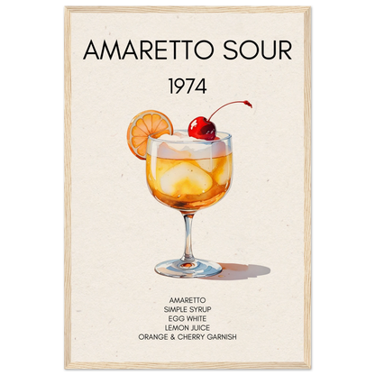 Amaretto Sour Cocktail Bar Art Print Light Wood Frame 40x60 cm 16x24″ Museum-Quality Matte Paper Wooden Framed Poster