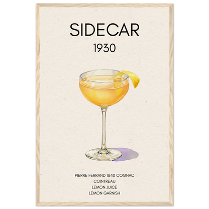 Classic Sidecar Cocktail Bar Art Print Light Wood Frame 40x60 cm 16x24″ Museum-Quality Matte Paper Wooden Framed Poster