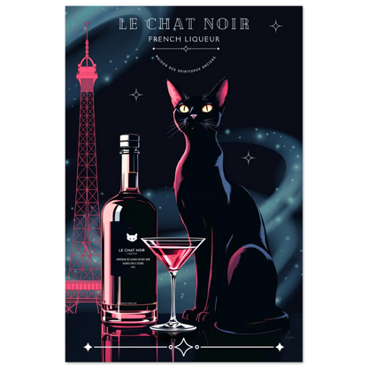 Art Deco Le Chat Noir French Black Cat Art Print 40x60 cm 16x24″ Classic Matte Paper Poster No Frame
