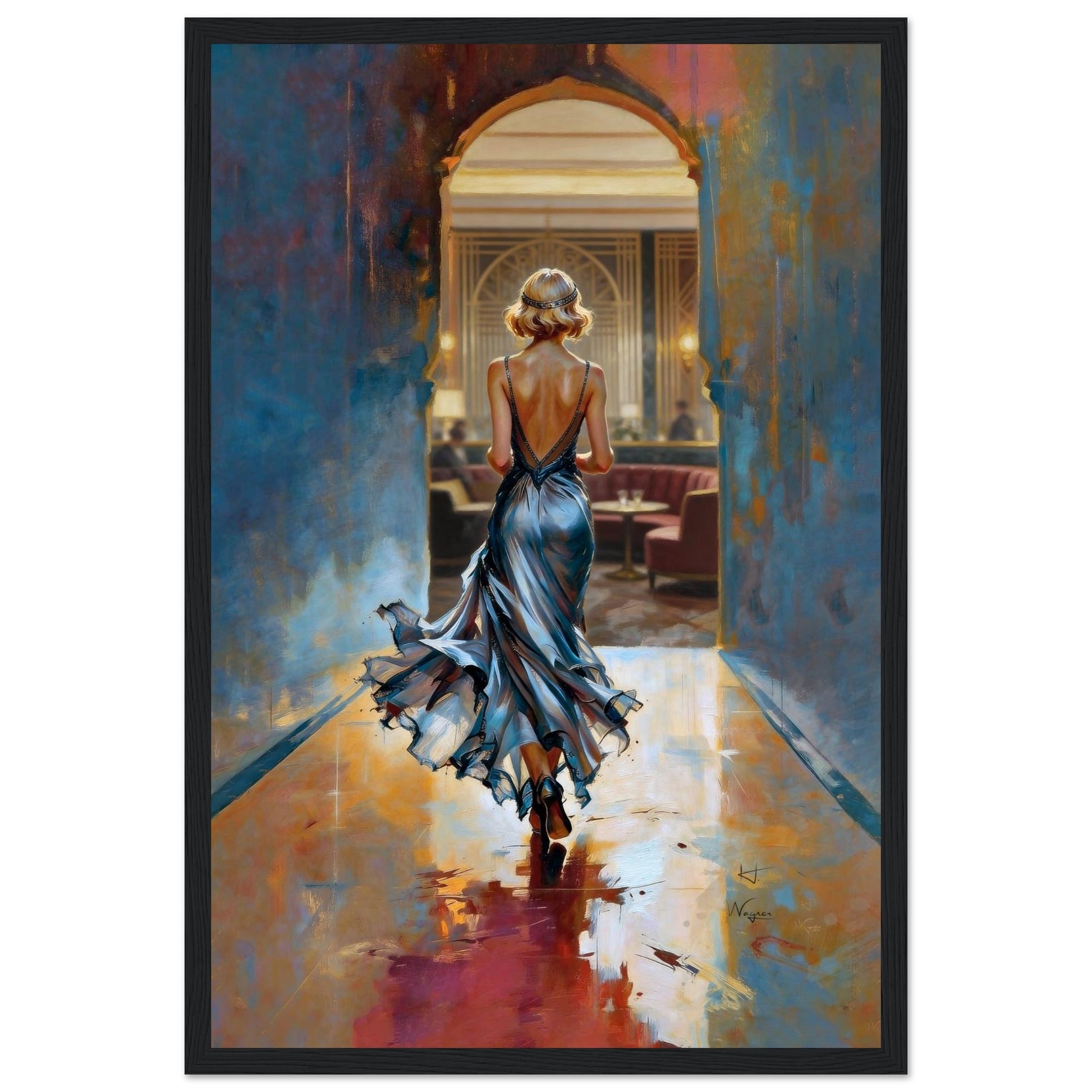 1920s Speakeasy Gatsby Flapper Art Deco Print 30x45 cm 12x18″ Classic Matte Framed Poster Black Wood Frame