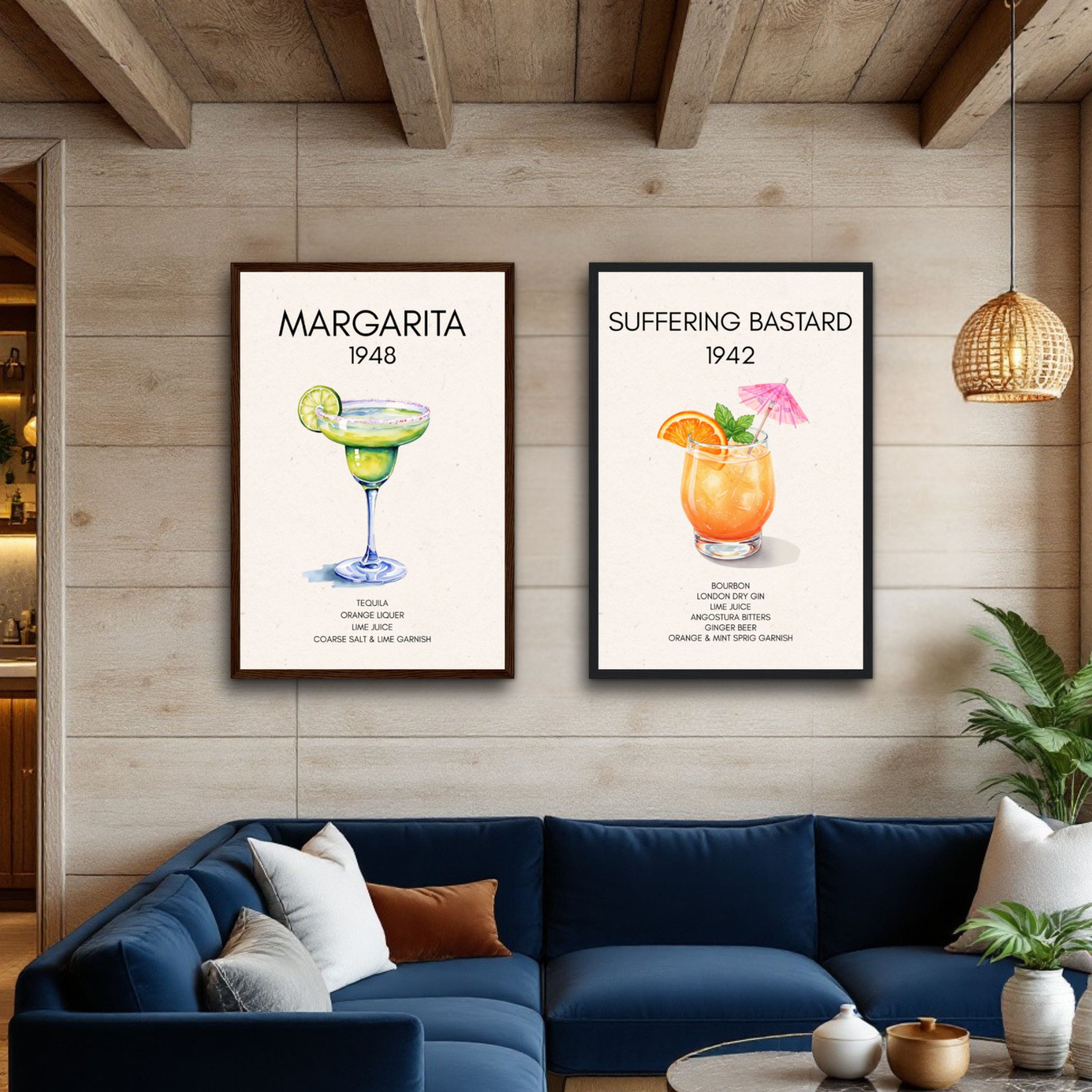 Suffering Bastard Tiki Cocktail Bar Poster Print | Man Cave Lounge