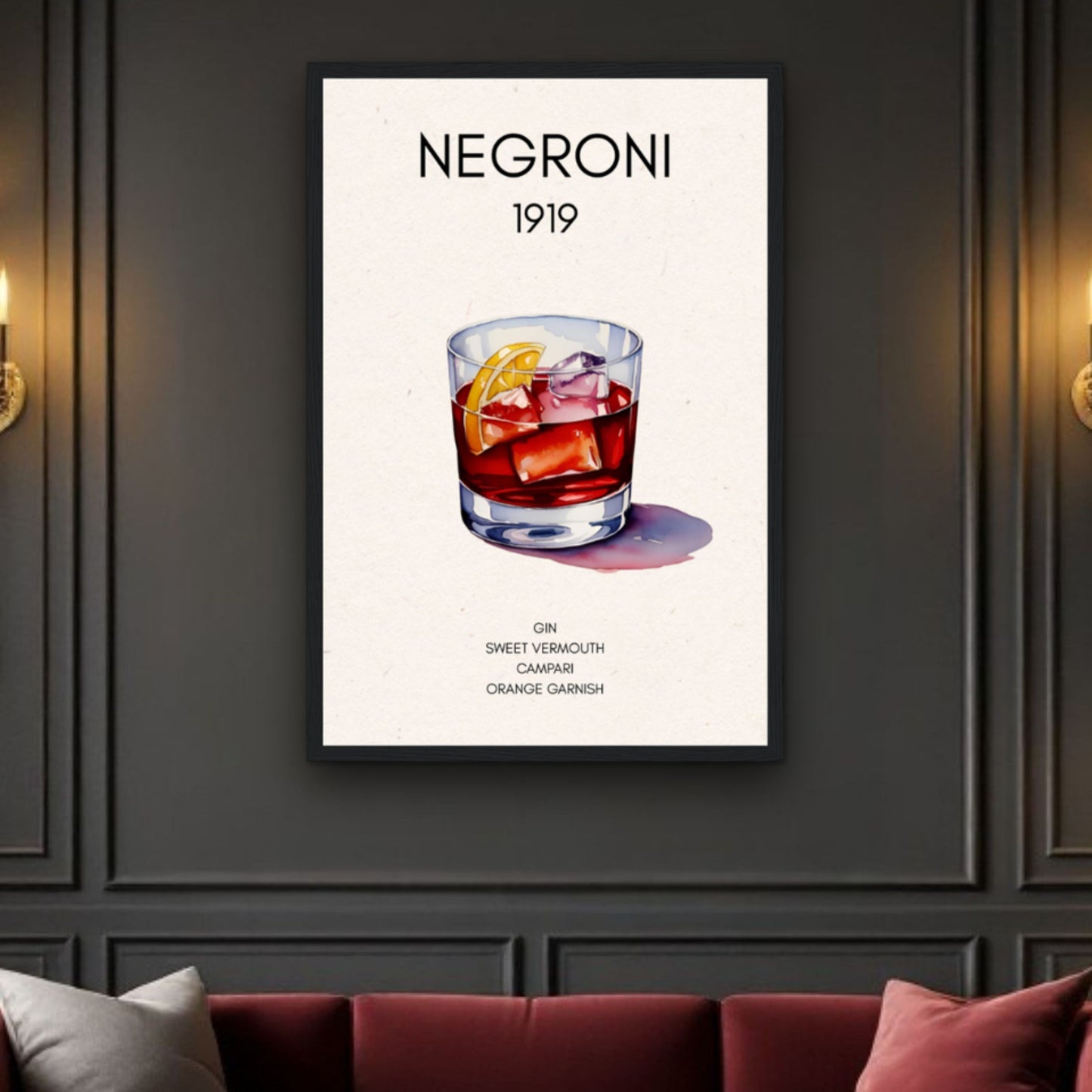 Negroni Cocktail Bar Poster Print