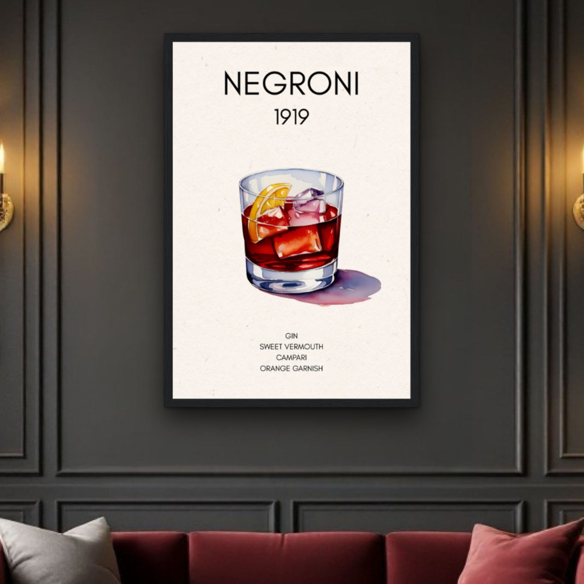 Negroni Cocktail Bar Poster Print