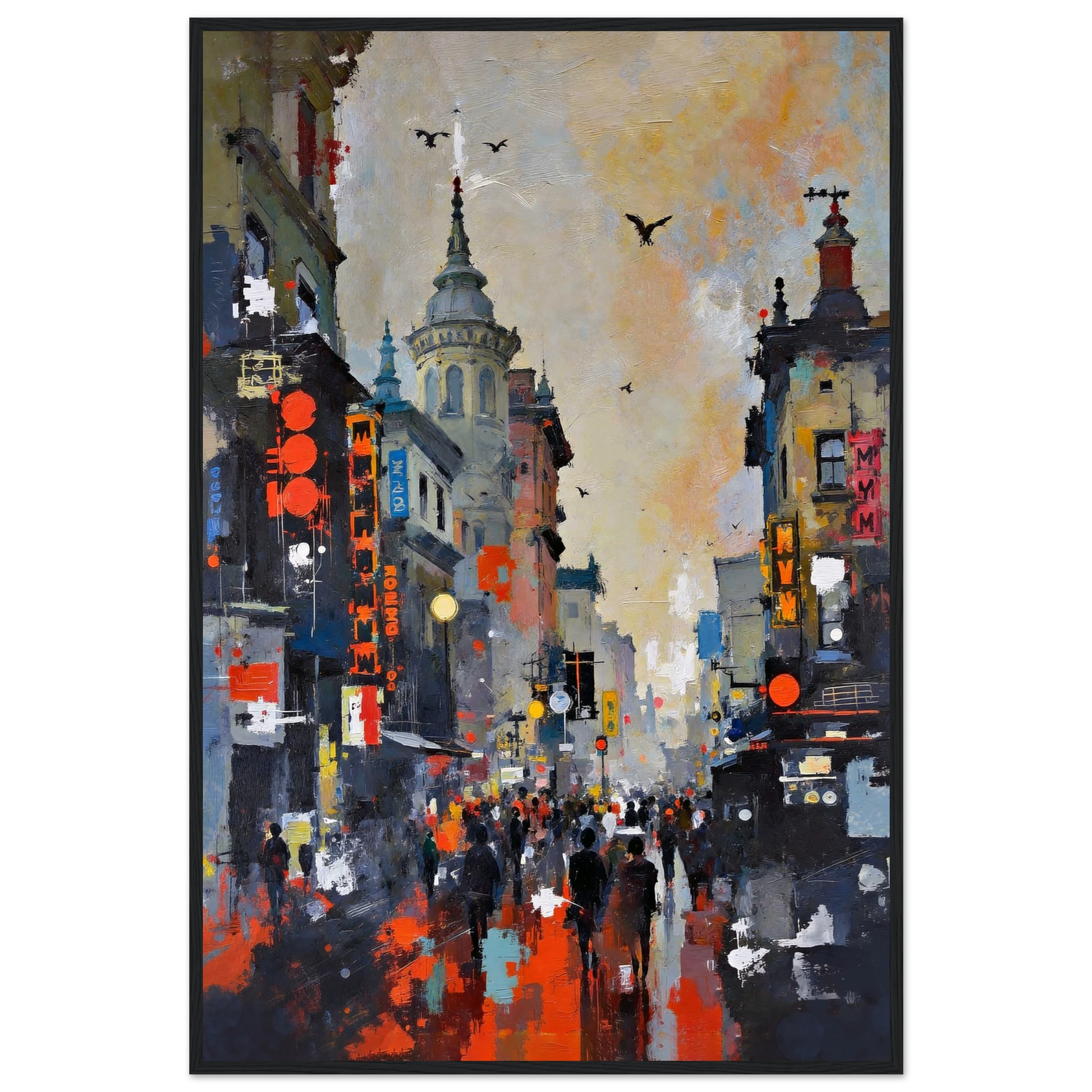 Gothic City Street Art Print - European Cityscape