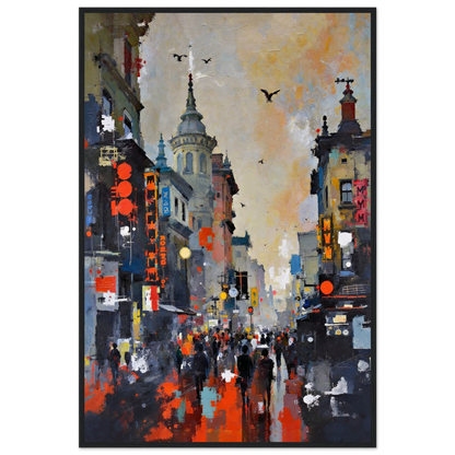 Gothic City Street Art Print - European Cityscape