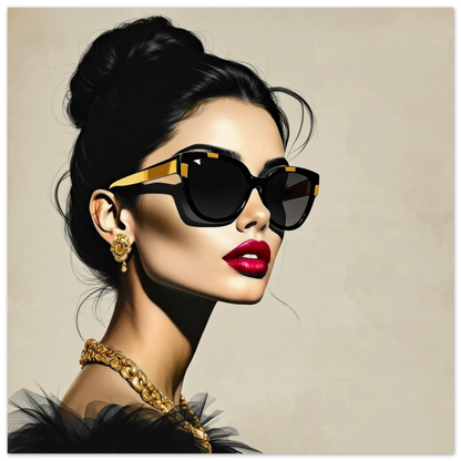 Golden Girl Chic Runway Model Art Print 40x40 cm 16x16″ Museum-Quality Matte Paper Poster