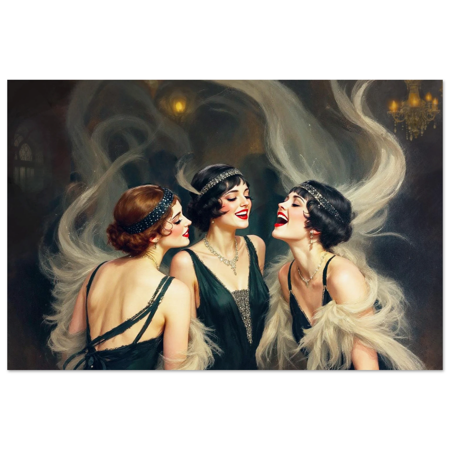 Flapper Girls Speakeasy Gatsby Art Print No Frame 40x60 cm 16x24″ Museum-Quality Matte Paper Poster