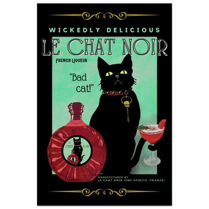 Black Cat Cocktail French Art Deco Print 40x60 cm 16x24″ Museum-Quality Matte Paper Poster No Frame