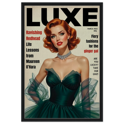 Maureen O'Hara Vintage Fashion Art Poster Print Black Wood Frame 60x90 cm 24x36″ Framed Canvas