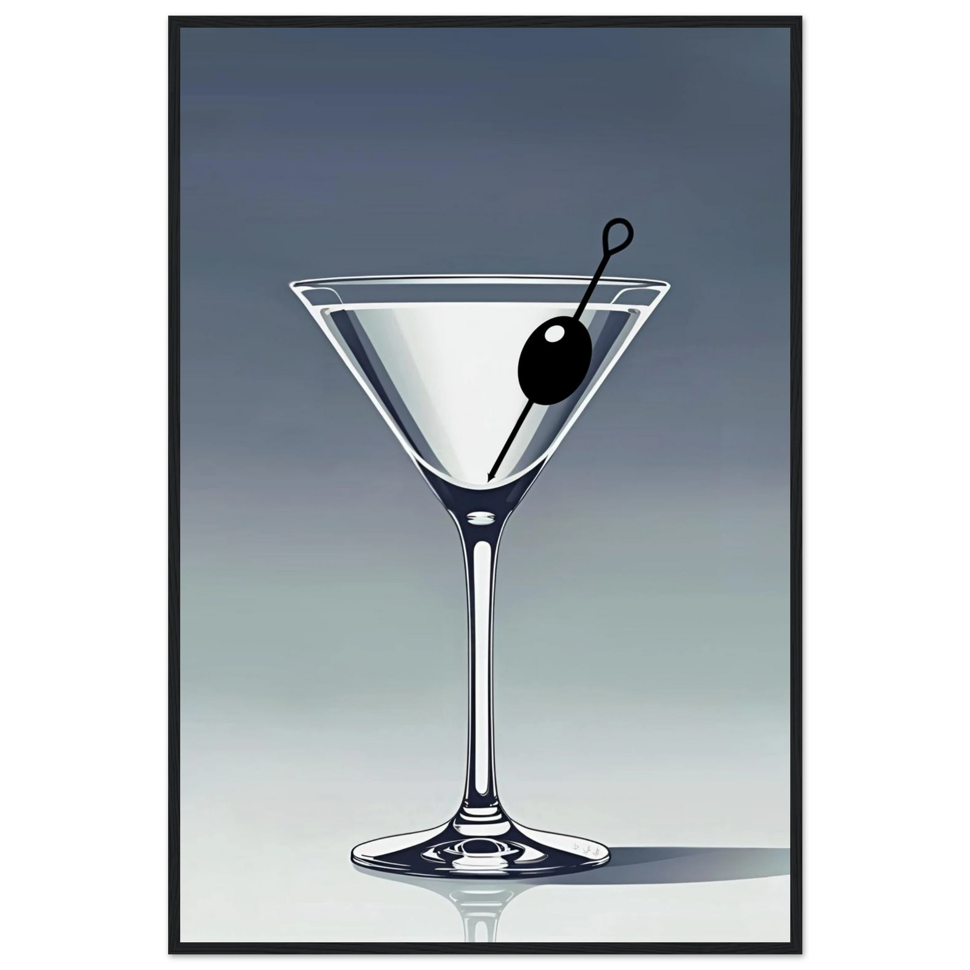 Retro Martini Lounge Cocktail Bar Art Print 60x90 cm 24x36″ Classic Matte Paper Wooden Framed Poster Black Wood Frame