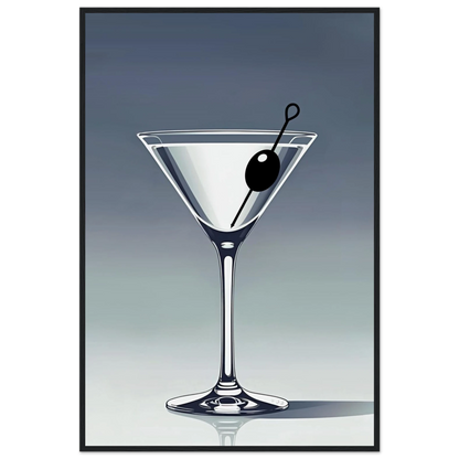 Retro Martini Lounge Cocktail Bar Art Print 60x90 cm 24x36″ Classic Matte Paper Wooden Framed Poster Black Wood Frame