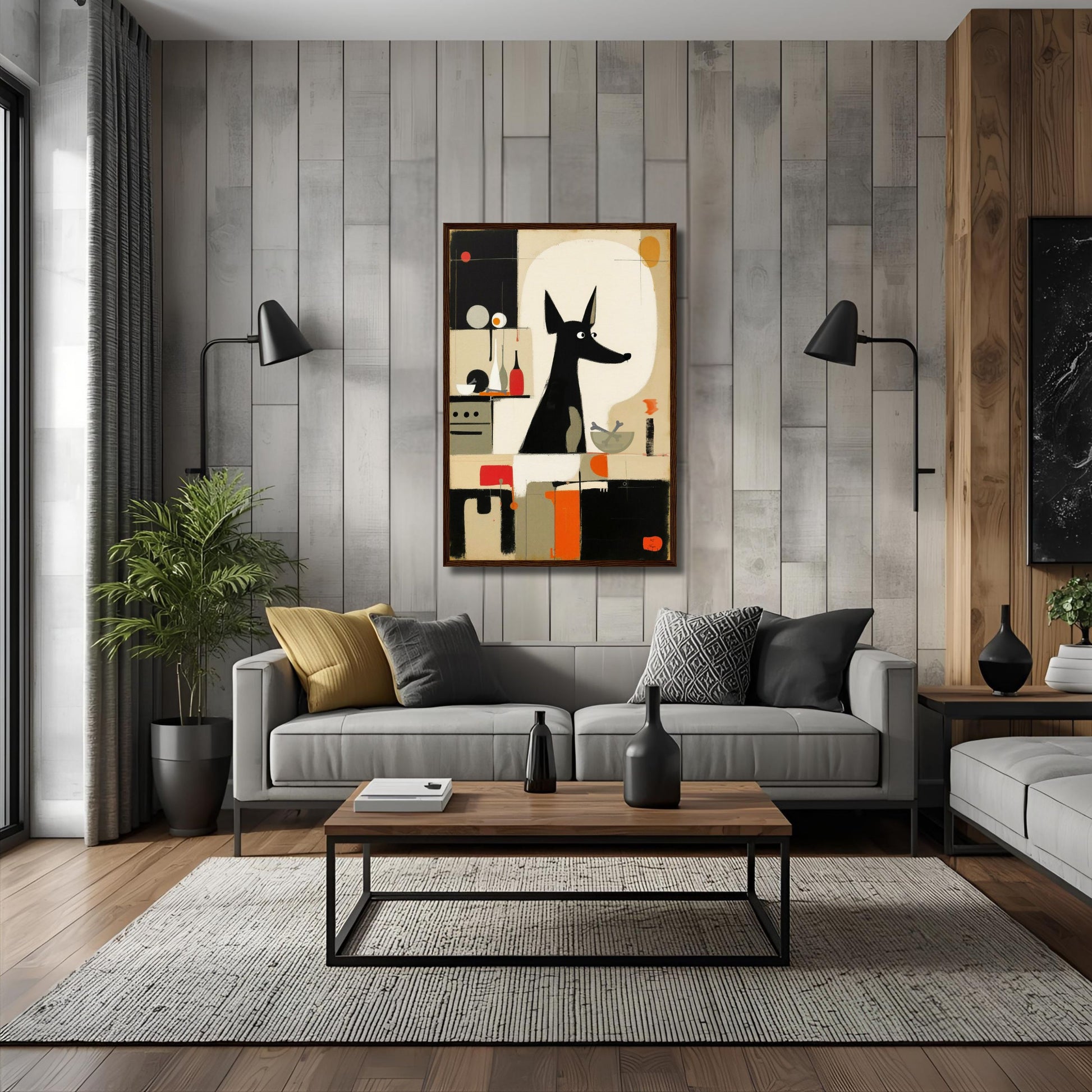 Modern Quirky Abstract Dog Art Print No Frame 30x45 cm 12x18″ Classic Matte Paper Poster