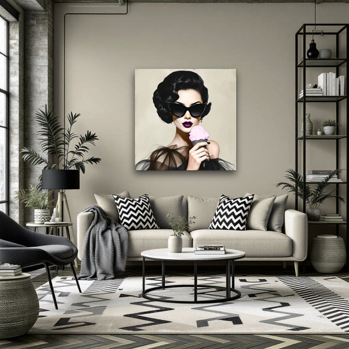 Retro Fashion Model Ice Cream Art Print