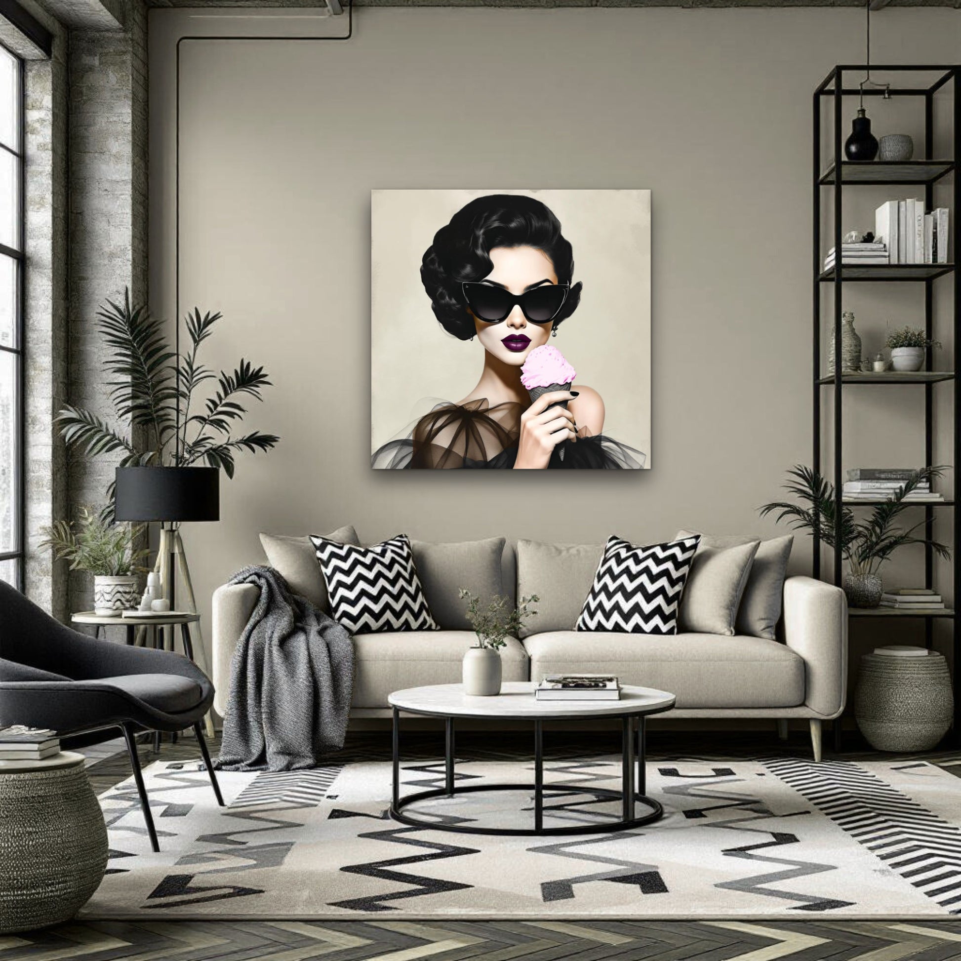 Retro Fashion Model Ice Cream Art Print