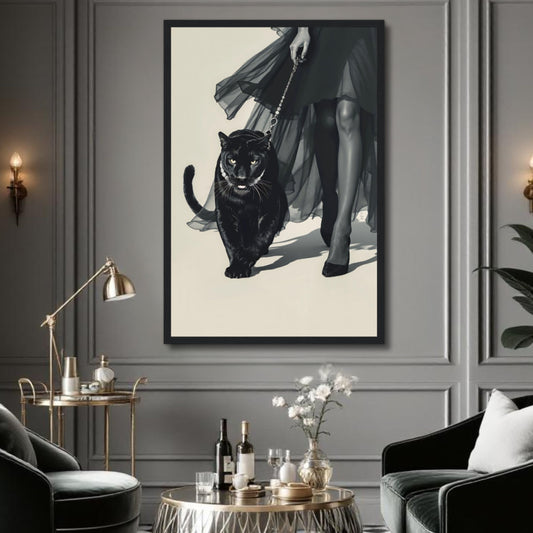 Retro Fashion Model Panther Art Print