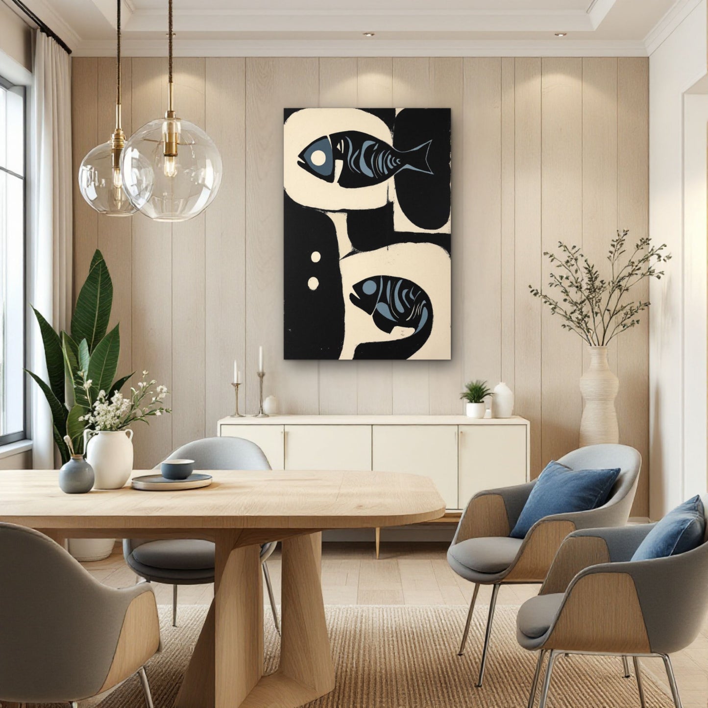 Abstract Mid-Century Modern Fish Art Print