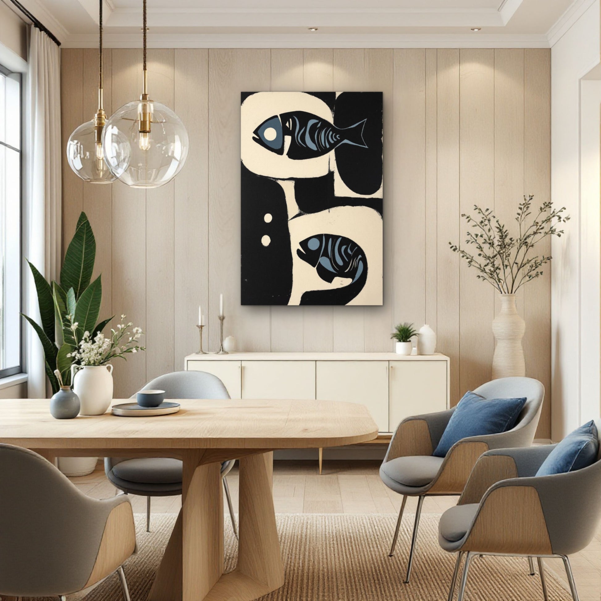 Abstract Mid-Century Modern Fish Art Print