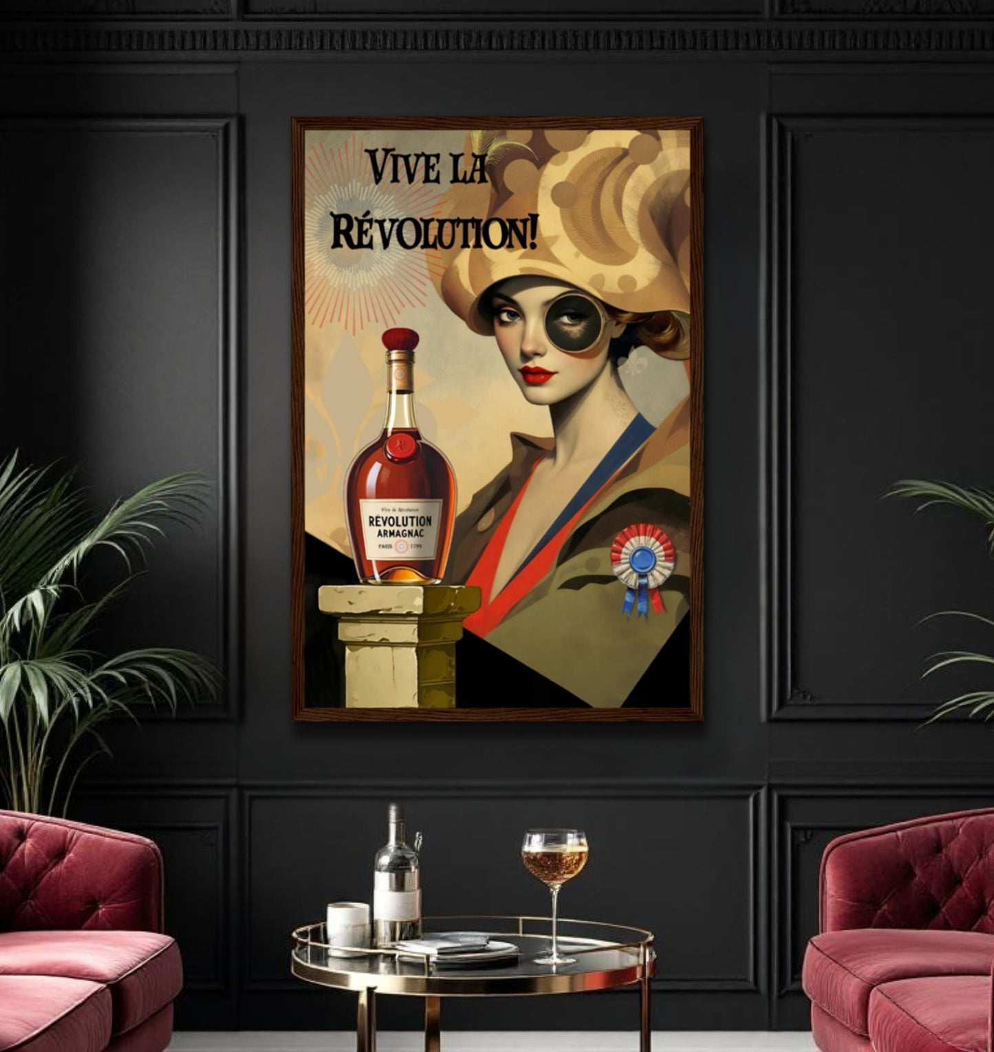 Vintage French Revolution Cognac Art Print Light Wood Frame 30x45 cm 12x18″ Premium Matte Paper Wooden Framed Poster