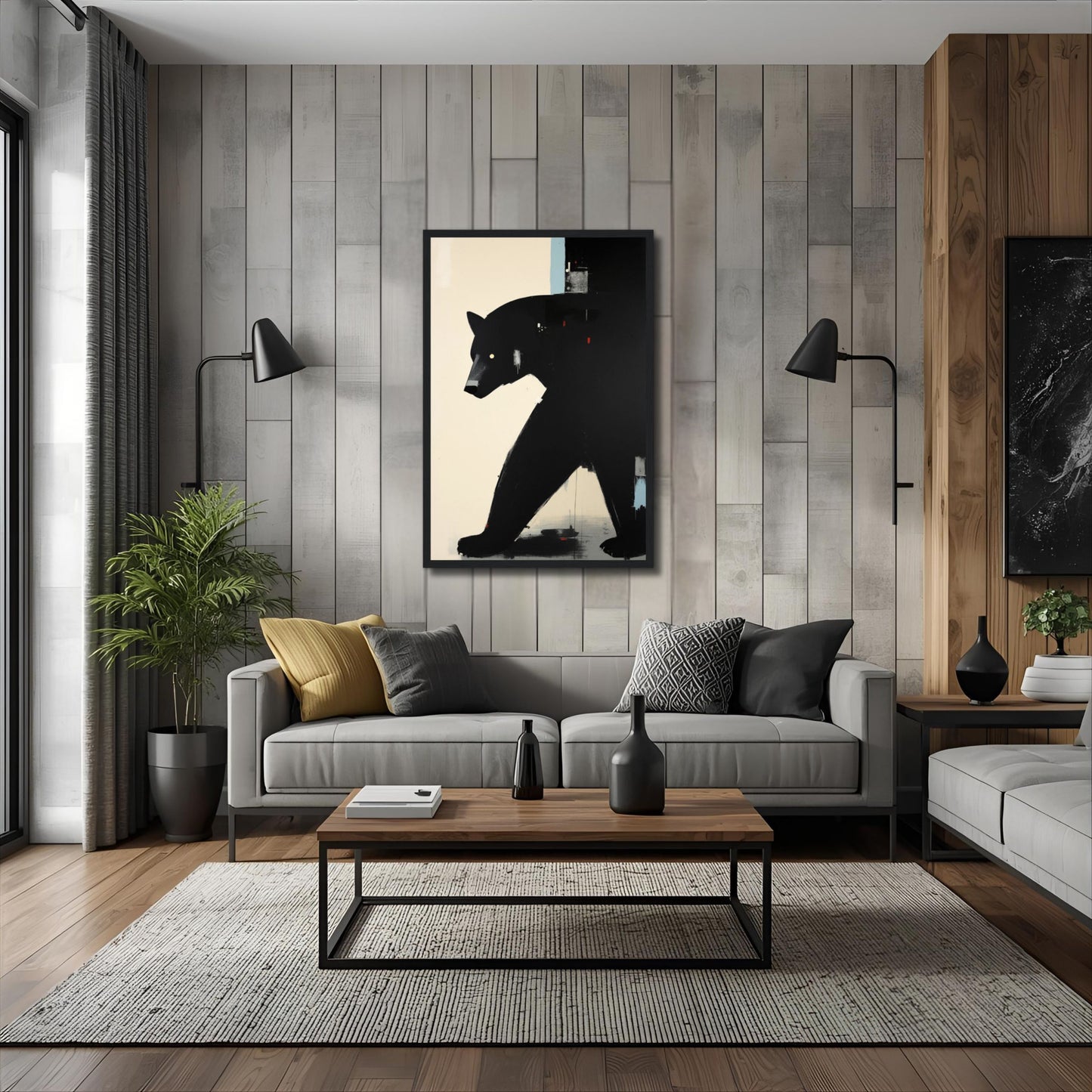 Abstract Black Bear Art Poster Print