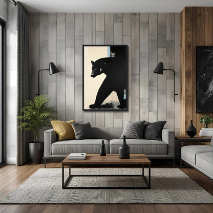 Minimalist Abstract Black Bear Art Poster Print
