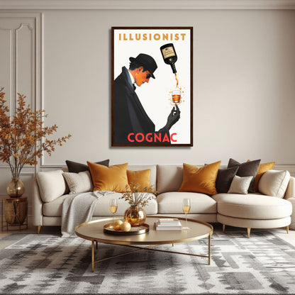 Vintage Illusionist Cognac Cocktail Bar Poster Print