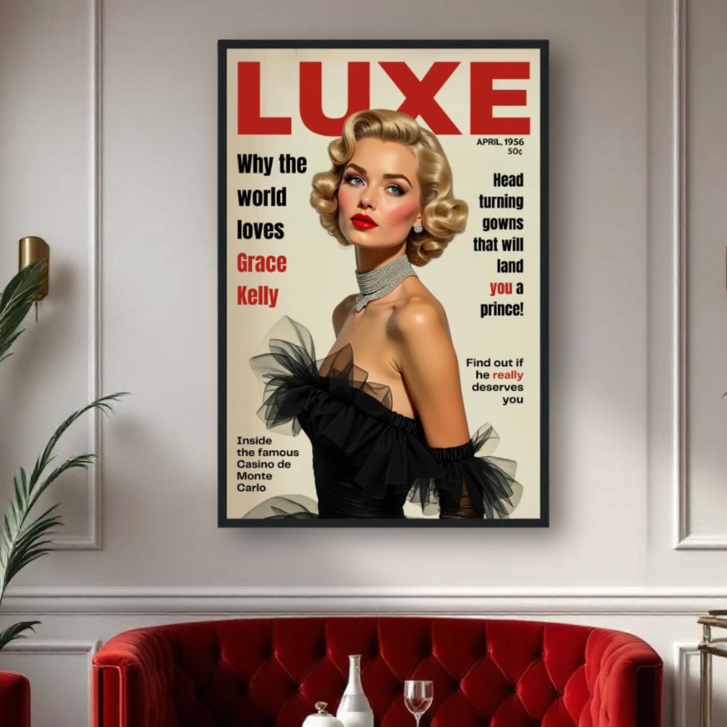 Grace Kelly Hollywood Glam Magazine Art Print