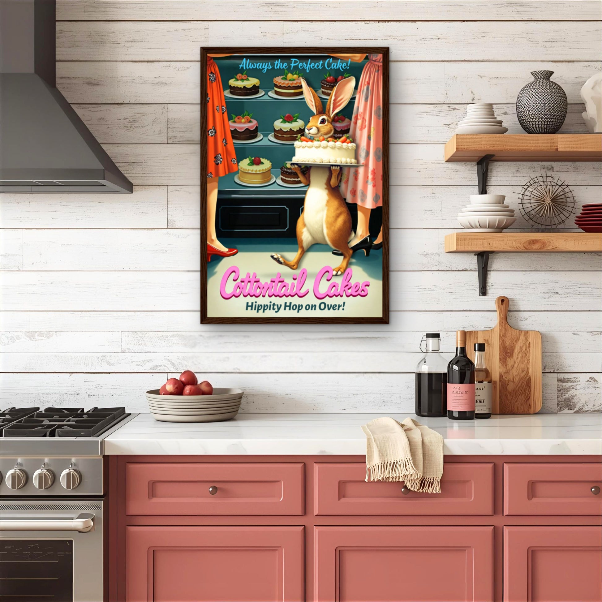 Cottontail Cakes 1950s Rabbit Art Print
