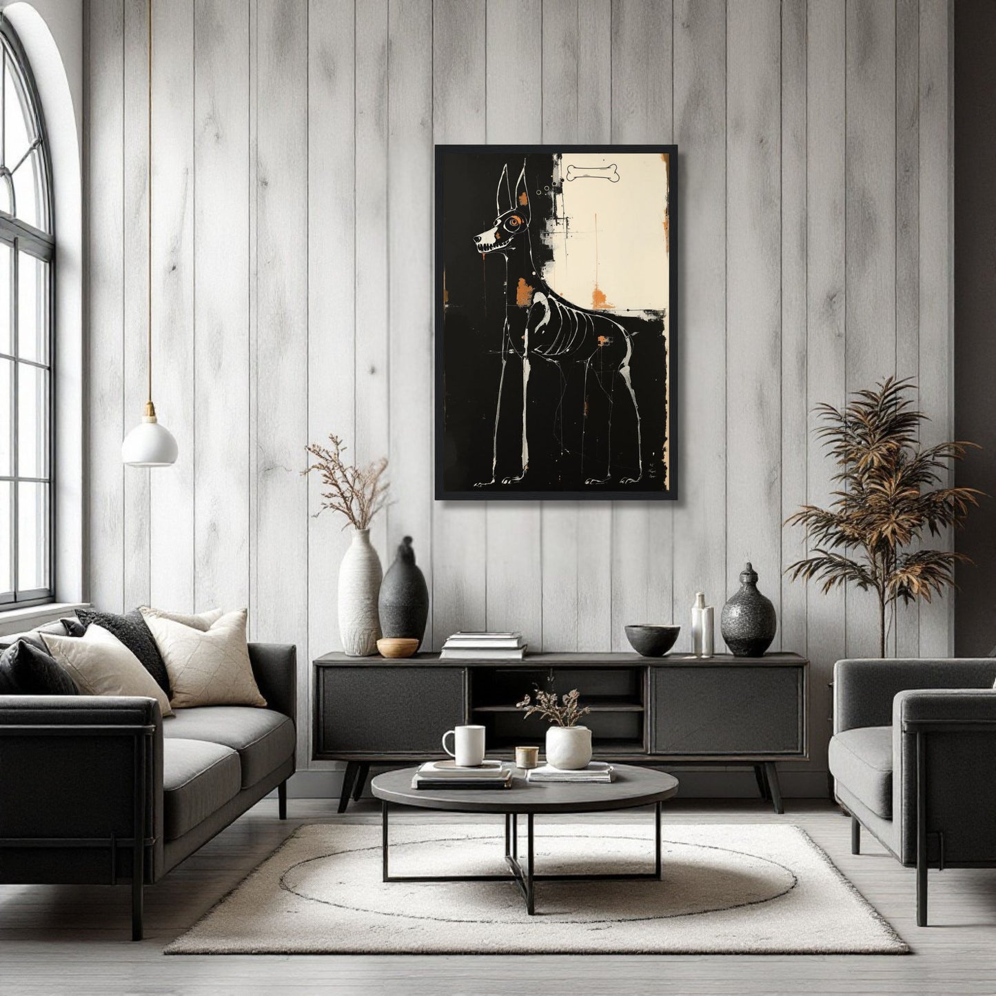 X-ray Skeleton Dog Abstract Art Poster Print