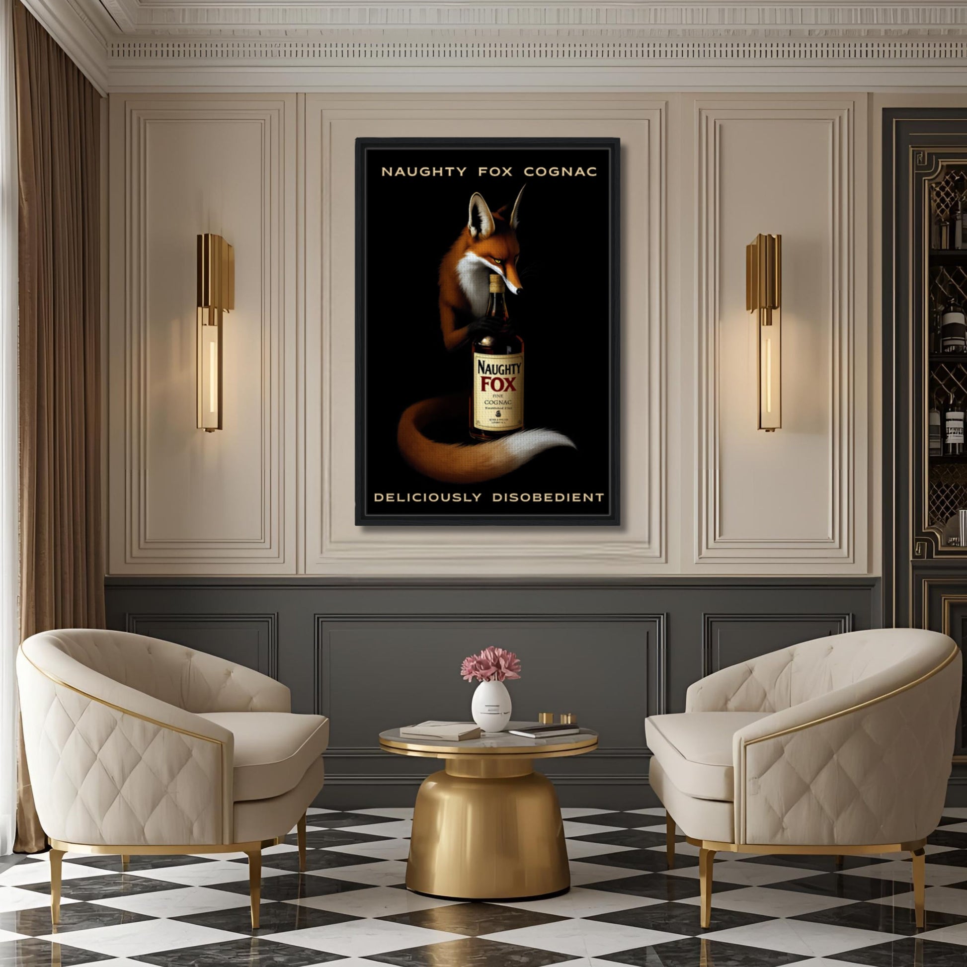 Fox Cognac Cocktail Bar Art Print