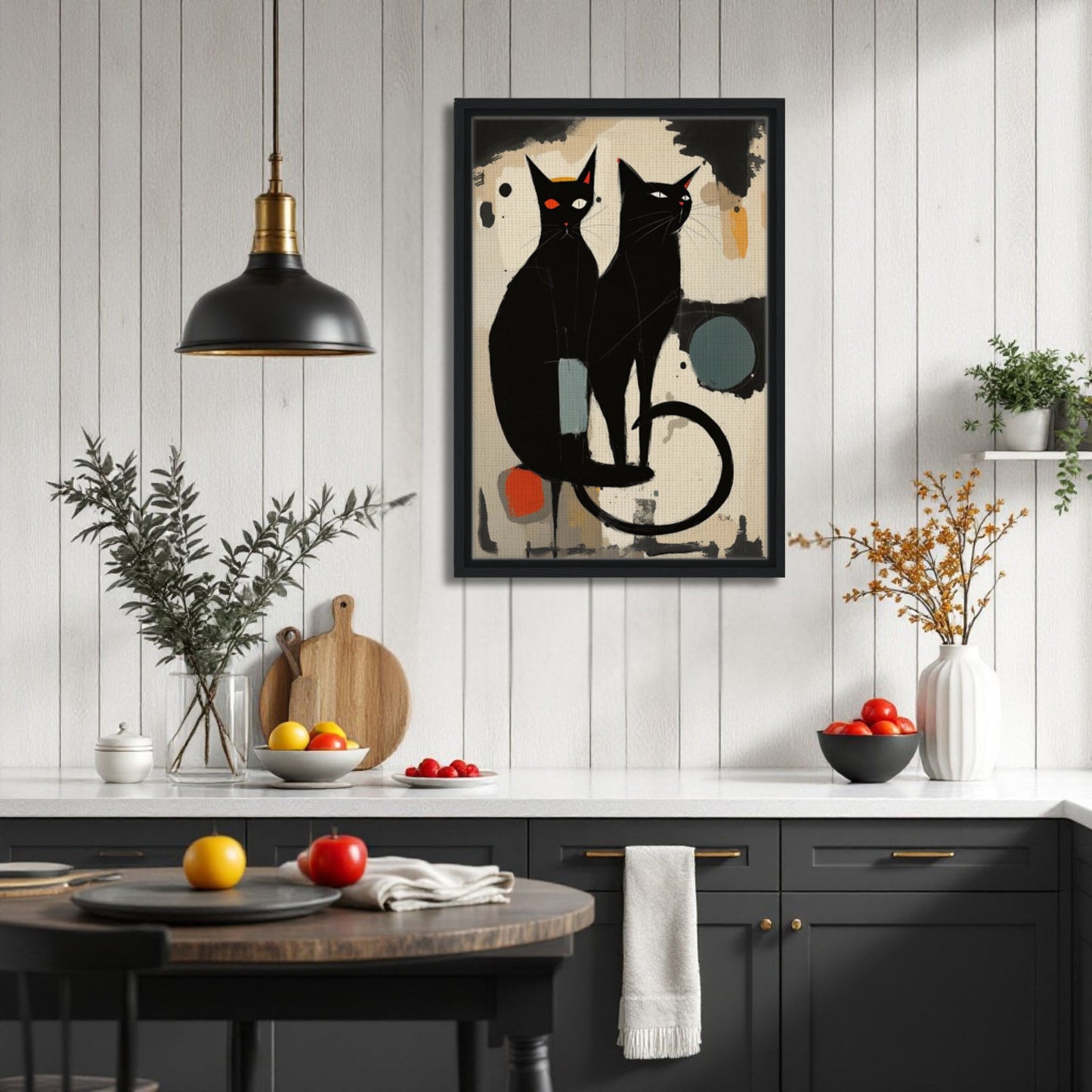 Abstract Crazy Cat Duo Art Print