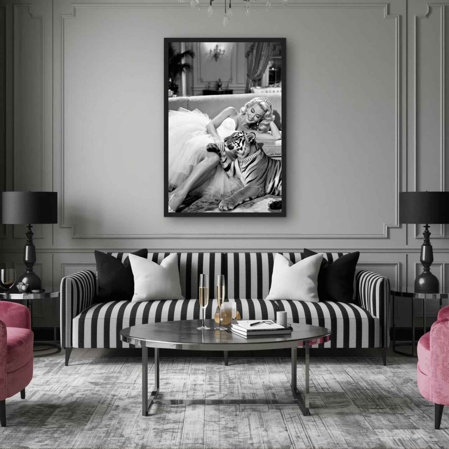 Vintage Hollywood Starlet Tiger Art Print