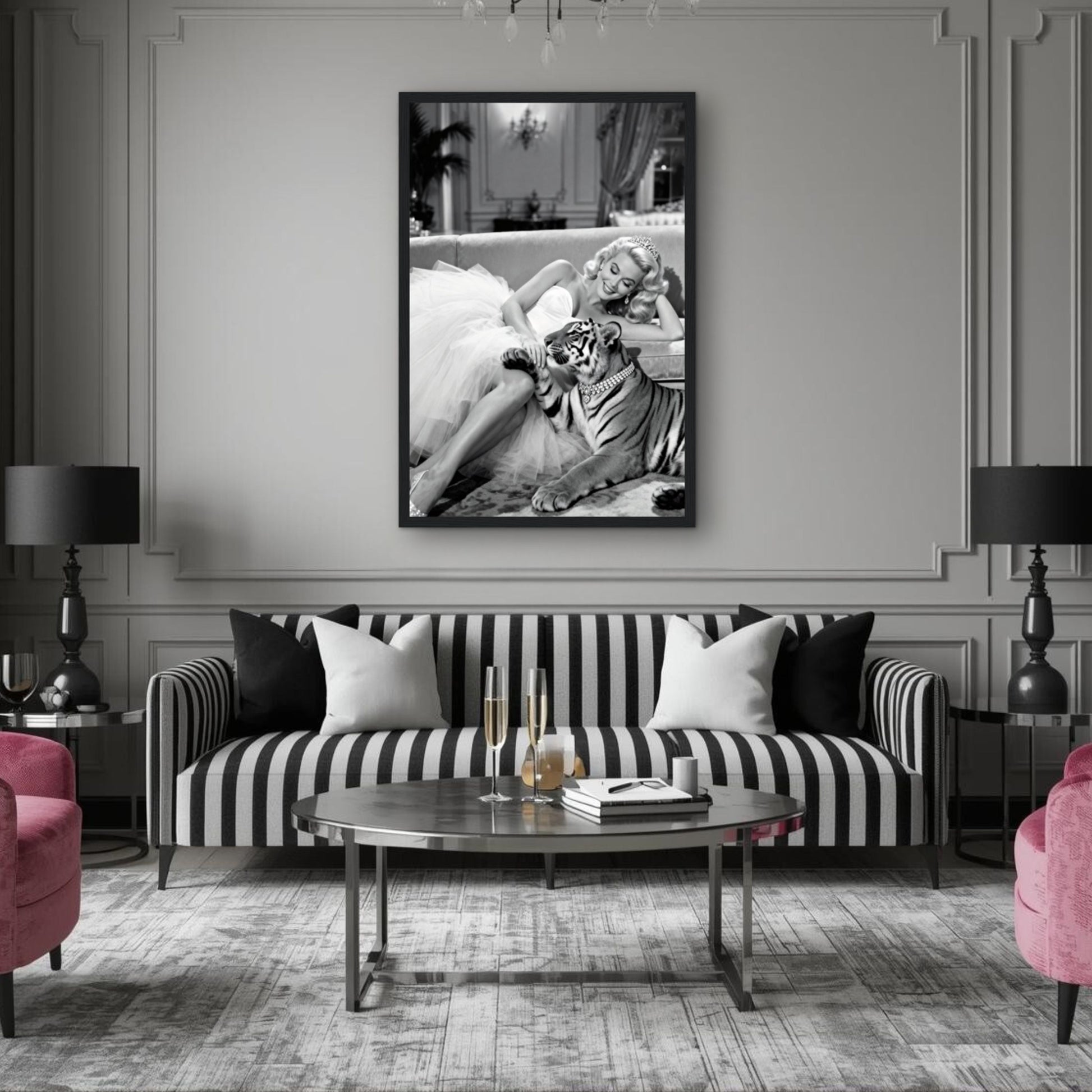 Vintage Hollywood Starlet Tiger Art Print