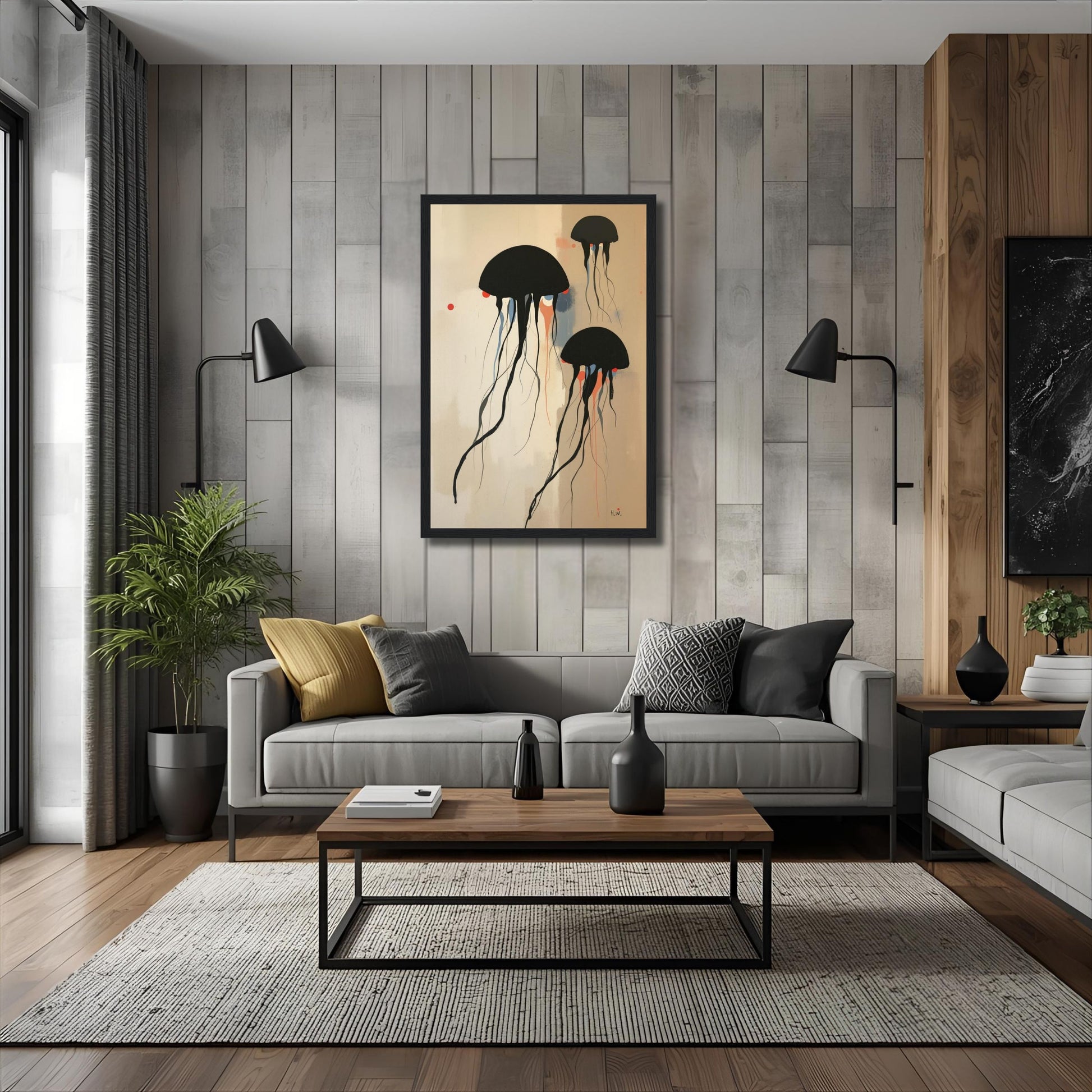 Minimalist Abstract Floating Jellyfish Art Print